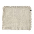 Podkładki na stół materiałowe z falbanką 37x50 lniane Volin Oatmeal, 2-pak - Himla