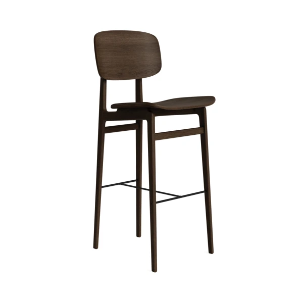Hoker drewniany z oparciem NY11 75, dąb Dark Smoked - NORR11