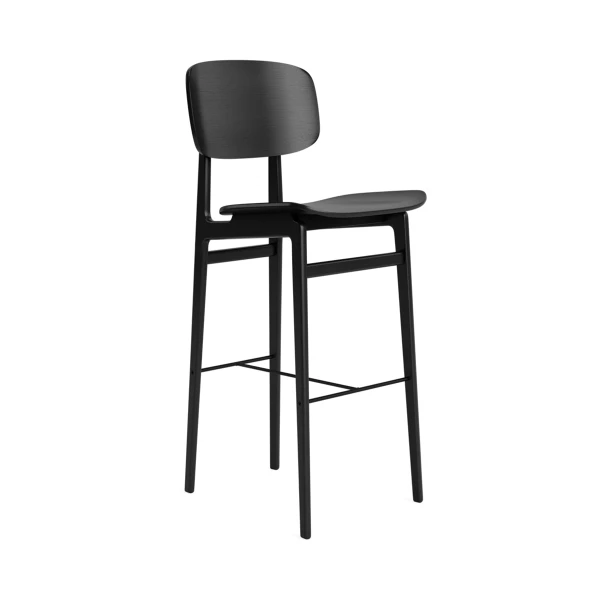 Hoker drewniany z oparciem NY11 75, dąb czarny Black - NORR11