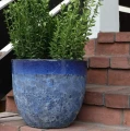 Donice ogrodowe ceramiczne szkliwione niebieskie Ø 30-37 cm, 2 szt - Polnix