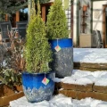 Wysoka donica ogrodowa ceramiczna szkliwiona niebieska 50 cm - Polnix