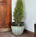 Donice ogrodowe ceramiczne szkliwione zielone, 2 szt - Polnix