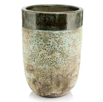 Wysoka donica ogrodowa ceramiczna szkliwiona zielona 57 cm - Polnix