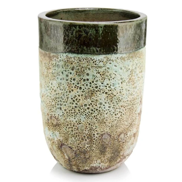 Wysoka donica ogrodowa ceramiczna szkliwiona zielona 57 cm - Polnix