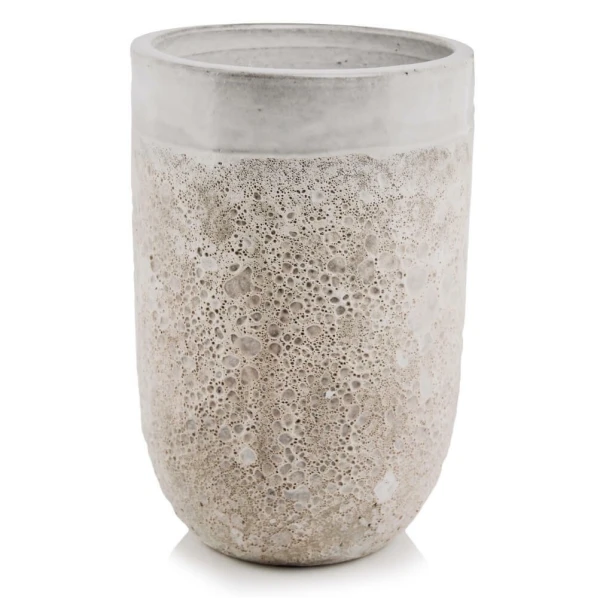 Donica ogrodowa ceramiczna wysoka szkliwiona biała 50 cm - Polnix