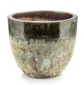 Donica ogrodowa ceramiczna szkliwiona zielona Ø 30 cm - Polnix