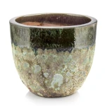 Donica ogrodowa ceramiczna szkliwiona zielona Ø 37 cm - Polnix