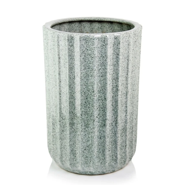Wysoka donica do salonu z wypukłym wzorem, miętowy terrazzo 44 cm - Polnix