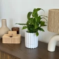 Doniczka ceramiczna z podstawką Ø 14 cm, biała - Polnix