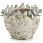 Ceramiczna osłonka na doniczkę z ptasim dekorem Ø 21 cm - Polnix