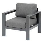 Fotel ogrodowy wypoczynkowy aluminiowy z poduszkami Olefin Evasion, Graphite - Hesperide