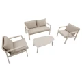 Zestaw mebli ogrodowych Flovia 4-osobowy z aluminium i texaline, Clay - Hesperide