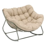 Bujany fotel ogrodowy w kształcie jajka Paopao, Beige Laurel Green - Hesperide