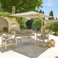 Parasol ogrodowy na wysięgniku kwadratowy 3x3 m Melhia z tkaniną olefin, Linen Clay - Hesperide