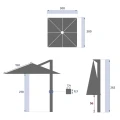 Parasol ogrodowy na wysięgniku kwadratowy 3x3 m Melhia z tkaniną olefin, Graphite - Hesperide