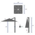 Parasol ogrodowy na wysięgniku prostokątny 4x3 m Melhia z tkaniną olefin, Linen Clay - Hesperide