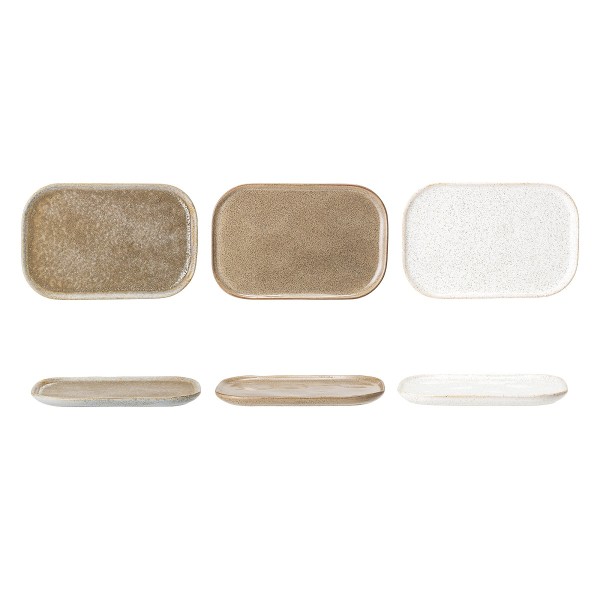 Ceramiczne prostokątne talerze Addison, 3 sztuki - BLOOMINGVILLE