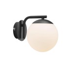 Lampa ścienna kinkiet Grant czarna z białą szklaną kulą NORDLUX