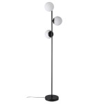 Czarna lampa podłogowa Lilly z trzema szklanymi kloszami NORDLUX