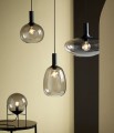 Kulista lampa stołowa Alton z ciemnego szkła lampy skandynawskie szklane NORDLUX