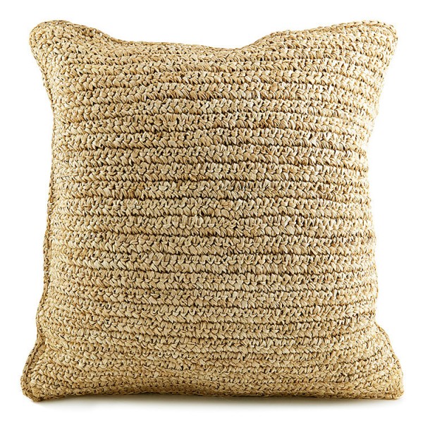 Naturalna poduszka dekoracyjna 40x40 z rafii Flores BAZAR BIZAR