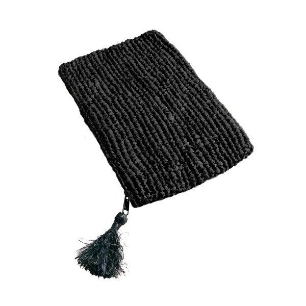 Czarna kosmetyczka Clutch-L z rafii - Bazar Bizar