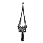 Czarny kwietnik wiszący osłonka z makramy Boho Macrame-L - Bazar Bizar