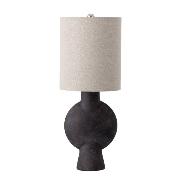 Designerska brązowa lampa stołowa z terakoty z lnianym kloszem - BLOOMINGVILLE