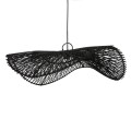 Czarny rattanowy abażur do lampy sufitowej wiszącej Chapeau - Bazar Bizar