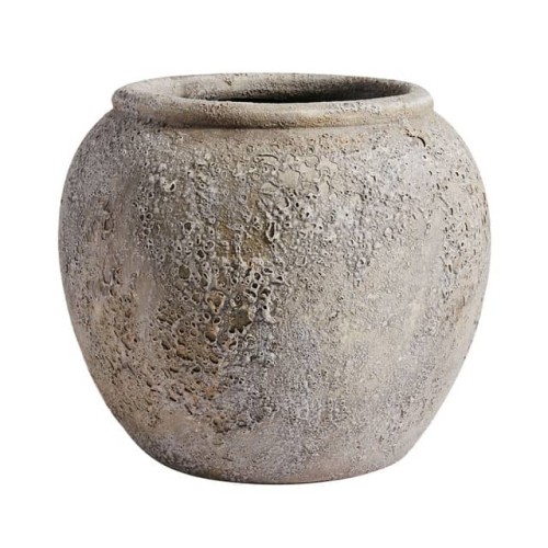 Szara osłonka do kwiatów wazon Luna Grey Bowl z terakoty MUUBS