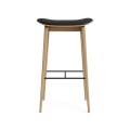 Hoker tapicerowany NY11 65, dąb Natural skóra Ultra Black - NORR11
