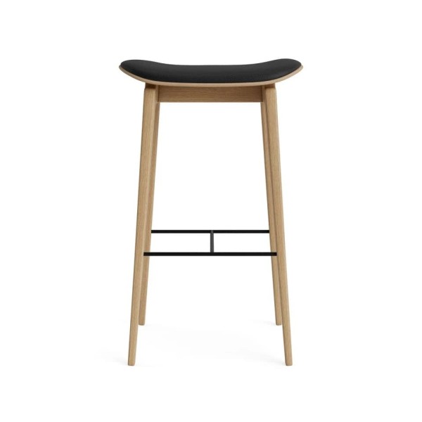 Hoker tapicerowany NY11 65, dąb Natural skóra Ultra Black - NORR11
