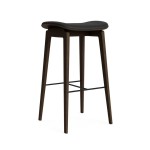 Stołek barowy NY11 65, dąb Dark Smoked skóra Ultra Black - NORR11