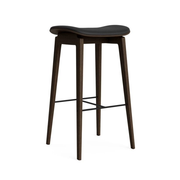 Stołek barowy NY11 65, dąb Dark Smoked skóra Ultra Black - NORR11