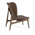 Fotel drewniany tapicerowany Elephant Lounge, Light Smoked Dunes Dark Brown skóra - NORR11