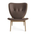 Fotel tapicerowany skórzany nowoczesny ELEPHANT LOUNGE drewno dębowe Nature skóra Dark Brown NORR11