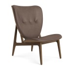 Fotel drewniany tapicerowany Elephant Lounge, Light Smoked Dunes Dark Brown skóra - NORR11