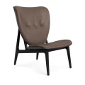 Fotel drewniany tapicerowany Elephant Lounge, Black Dunes Dark Brown skóra - NORR11