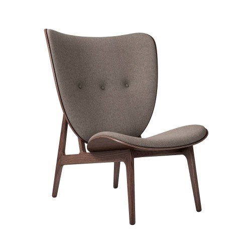Fotel tapicerowany ELEPHANT LOUNGE drewno dębowe Dark Smoked wełna Canvas Fame NORR11