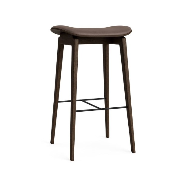 Stołek barowy NY11 65, dąb Dark Smoked skóra Dunes Dark Brown - NORR11