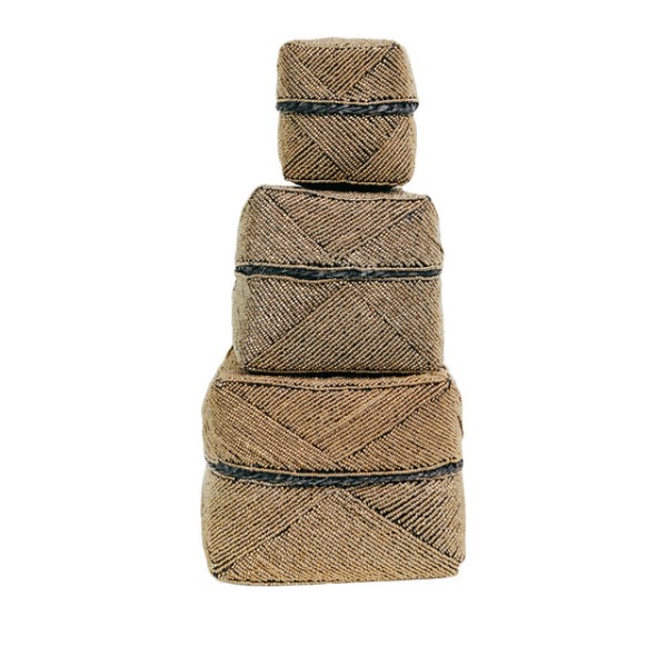Złote koszyki Beaded z bambusa i koralików 3 szt - Bazar Bizar