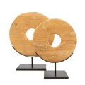 Naturalna dekoracja stojąca Teak Disc L z drewna tekowego BAZAR BIZAR