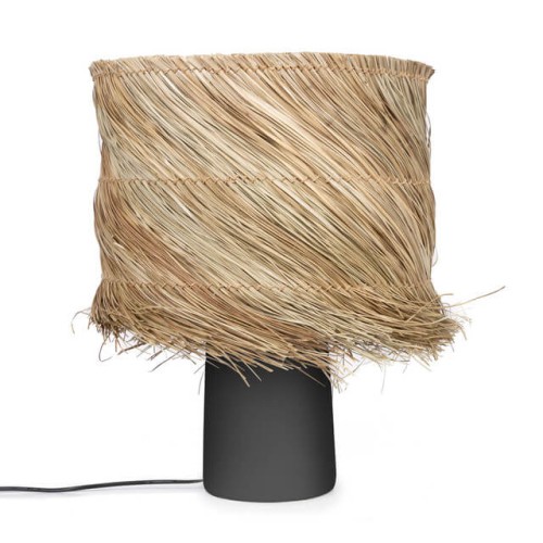 Czarna lampa stołowa Boho-Pandan z kloszem pandan BAZAR BIZAR