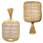 Rattanowy abażur do lampy sufitowej i podłogowej naturalny Dumpling XL - Bazar Bizar
