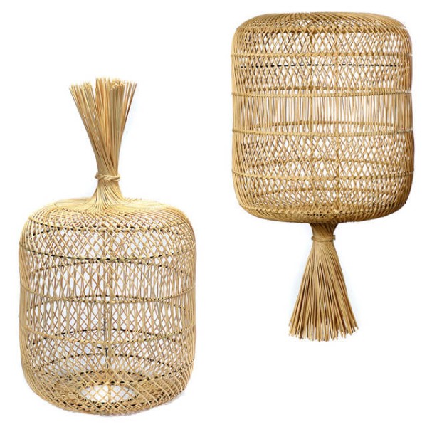 Rattanowy abażur do lampy sufitowej i podłogowej naturalny Dumpling XL - Bazar Bizar