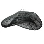 Czarny rattanowy abażur do lamp sufitowych wiszących Cloud XXL - Bazar Bizar