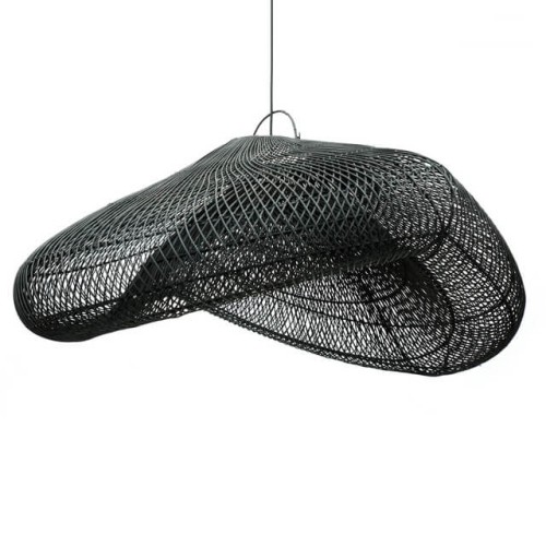 Duży czarny rattanowy abażur do lamp sufitowych Cloud XXL BAZAR BIZAR