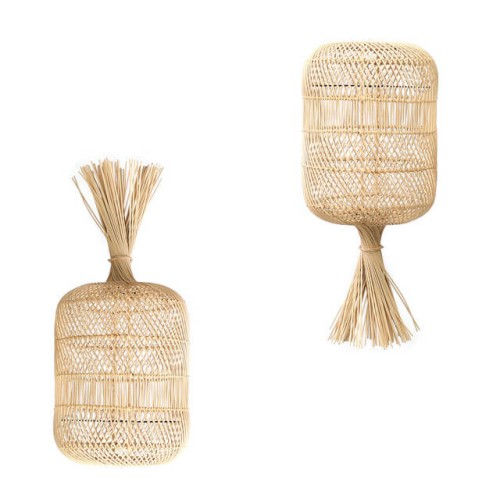 Duży naturalny rattanowy abażur Dumpling S do lampy sufitowej i podłogowej BAZAR BIZAR