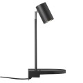 Czarny kinkiet lampa z półką z portem USB do ładowania NORDLUX