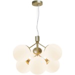 Lampa wisząca szklana Iwona z 6 kloszami opalowe białe szkło NORDLUX